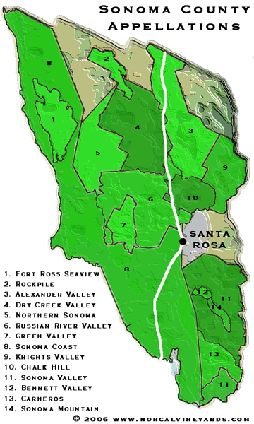 Sonoma County Appellations Map